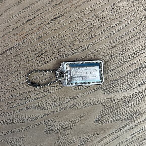 Coach Accessories - COACH 1.5" Hang Tag Replacement Mini Fob Bag Charm Leather Silver Ball Chain